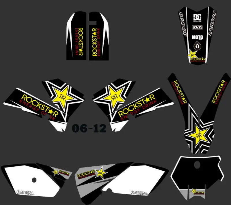 New (0364 Black Star ) TEAM GRAPHICS&BackgroundS DECALS STICKERS Kits