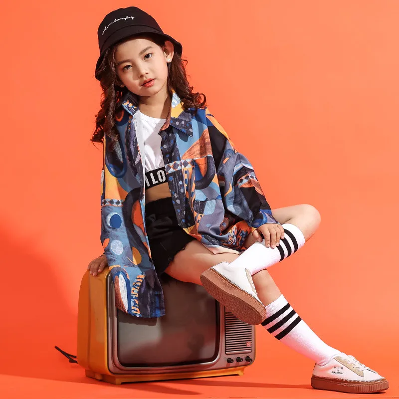 Long Sleeve New Pattern Girl Sir Hip-hop Dance Clothing Children JAZZ Korean Multi Color Suit Show Autumn Spring Clothes 180 T (11)