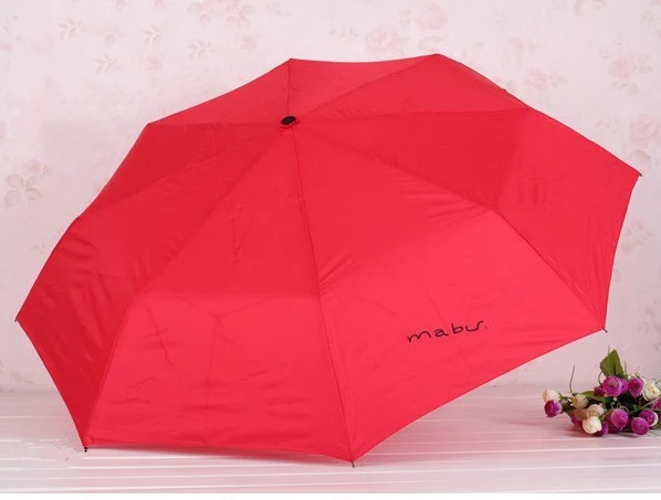 Компактные зонты для женщин и мужчин, ручные, открытые, для дождя, красные, желтые, три складывания, женские, мужские, 8 K, d55.5см, зонты, анти-УФ, мода - Цвет: Red