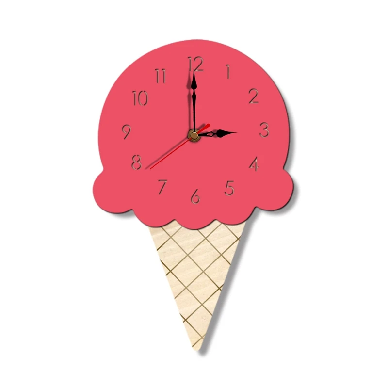 Nordic Ice Cream Wall Clocks Cartoon Mute Watch Home Decor Kids Room Decoration Cute Ornament Baby | Дом и сад