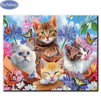 

Full Square/Round drill Diy diamond Painting Kittens animals diamond embroidery "garden cute cat"Diamond mosaic Home Decor Gift