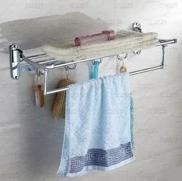 Bathroom hardware sanitary ware accessories folded towel rack stainless steel bath towel holder with 8 hook