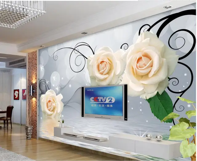 Living Room Murals aliexpress : buy 3d wallpaper flower rose water tv backdrop Living Room Murals aliexpress : buy 3d wallpaper flower rose water tv backdrop