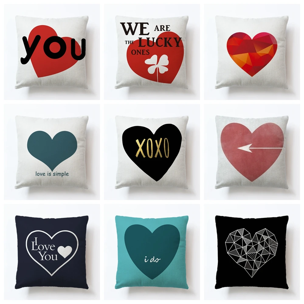 

RUBYLOVE Love Series Cotton Linen Square Cushion Cover Home Decor Sofa Car Seat Decorative Pillow Case Capa Almofada
