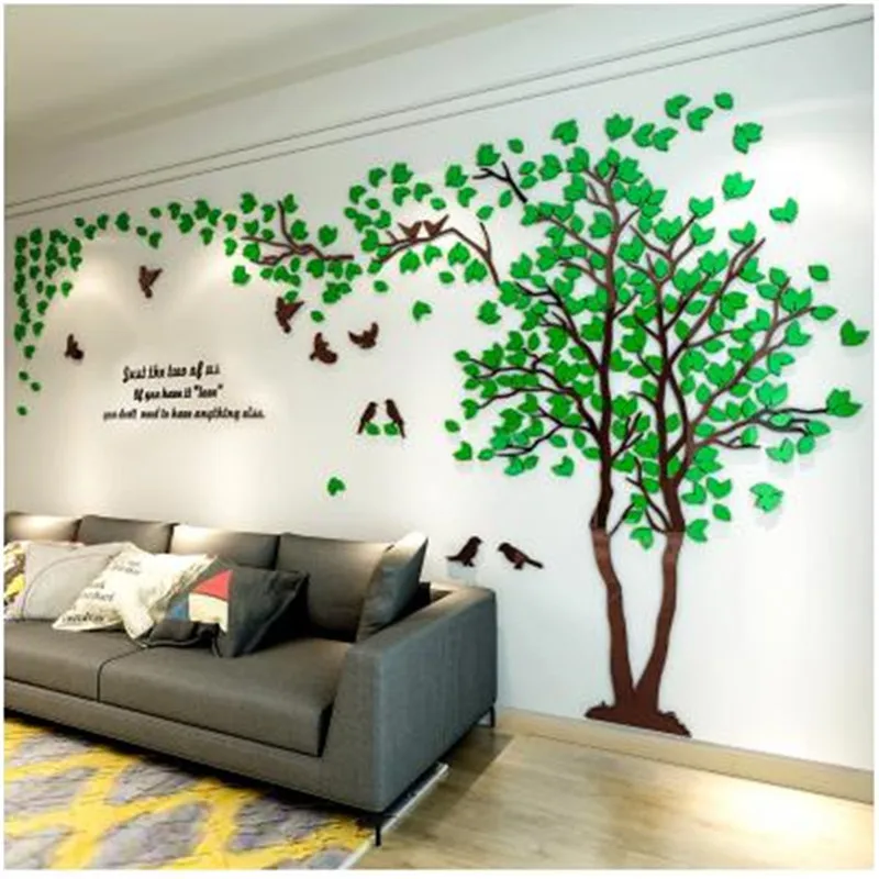 romantic couple tree crystal acrylic wall stickers modern living