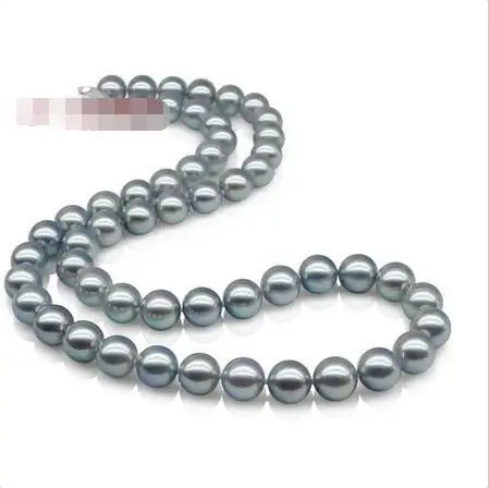 

Hot selling free shipping******AAA++ 17"11-12 mm Real south sea Natural silver gray pearl necklace 14K gold 585