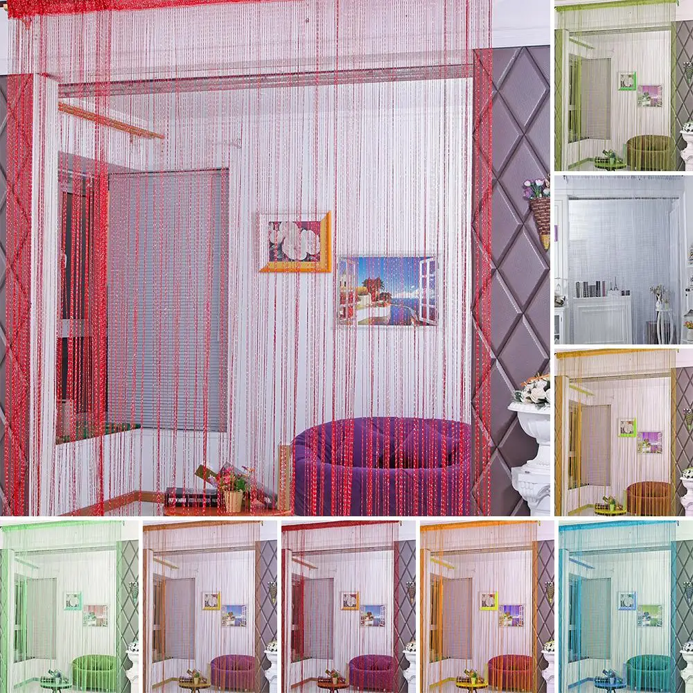 

DIDIHOU 100x200cm Door String Curtain Shiny Tassel Flash Line Door Window Curtain Valance Divider Decorative For Bedroom Wedding