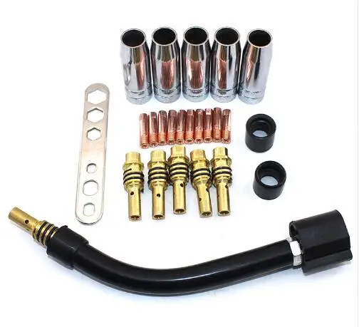 24pcs 15AK Binzel Torch/Gun Consumables Electrode and Shield Cups and Link Rod Tips Goose Neck Bend for MIG Welding Machine 24pcs 15AK Binzel Torch/Gun Consumables Electrode and Shield Cups and Link Rod Tips Goose Neck Bend for MIG Welding Machine
