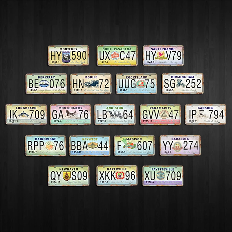 

Hot Promotion Car License Metal Plate Retro Tin Sign Home Wall Garage Decor Aluminum Sheet Poster for Bar Pub 15x30cm