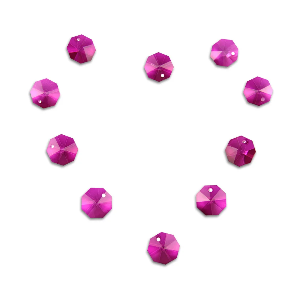 100pcs 14mm Maroom Crystal Octagon Beads In 1 Holes For Garland Strand Chain And Chandelier Free Shipping | Лампы и освещение