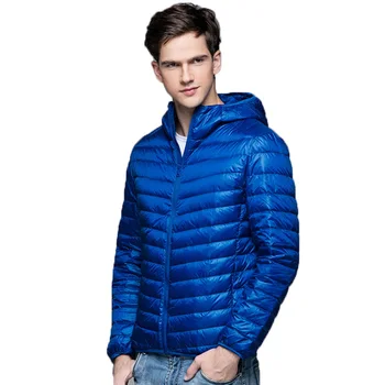 Ultra Light Down Jackets Mens 2020 Autumn Winter Coat Fashion Hooded 90% White Duck Down Jackets Male Coat Thin Slim Down Parkas