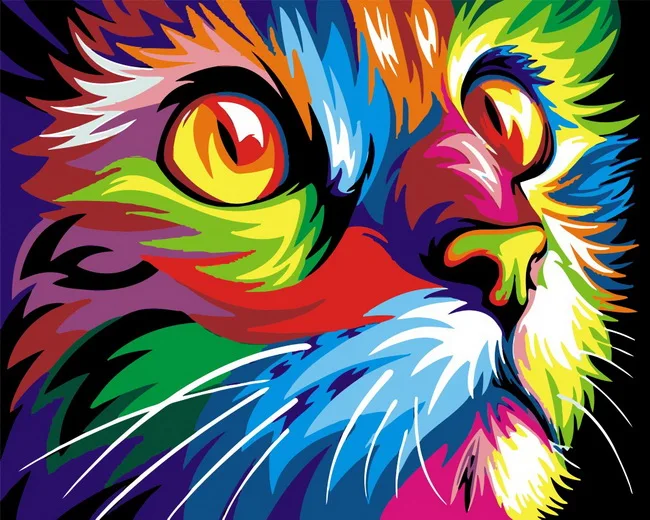 Bezrámové diy olejomalby podle čísel kočka obrázek podle čísel pro domácí výzdobu plátno malování 4050 barevné kočička