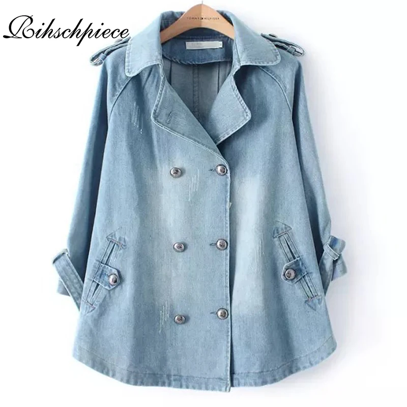 Most effective Rihschpiece Spring Oversize Jeans Jacket Women Poncho Vintage Denim Jackets Long Sleeve Basic Coat