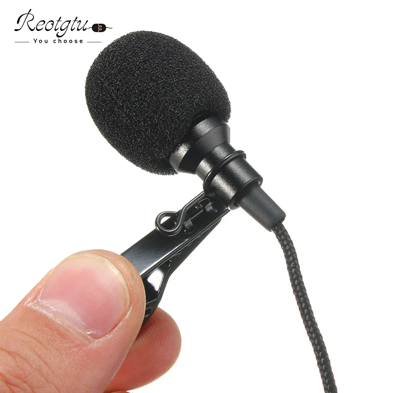 

Reotgtu Mini 3.5mm Jack Microphone Lavalier Tie Clip Microphones Microfono Mic For Speaking Speech Lectures 2.4m Long Cable