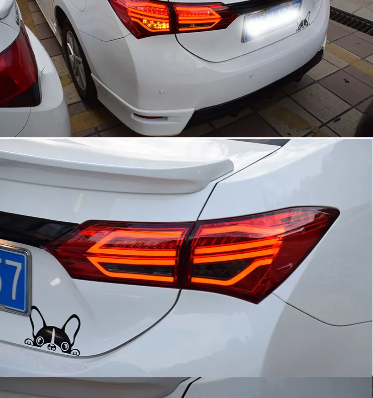 OUMIAO автомобиля светодиодный хвост лампа для TOYOTA Corolla фонарь в сборе 2014-2017 для Corolla сзади света DRL тормоз поворота обратный