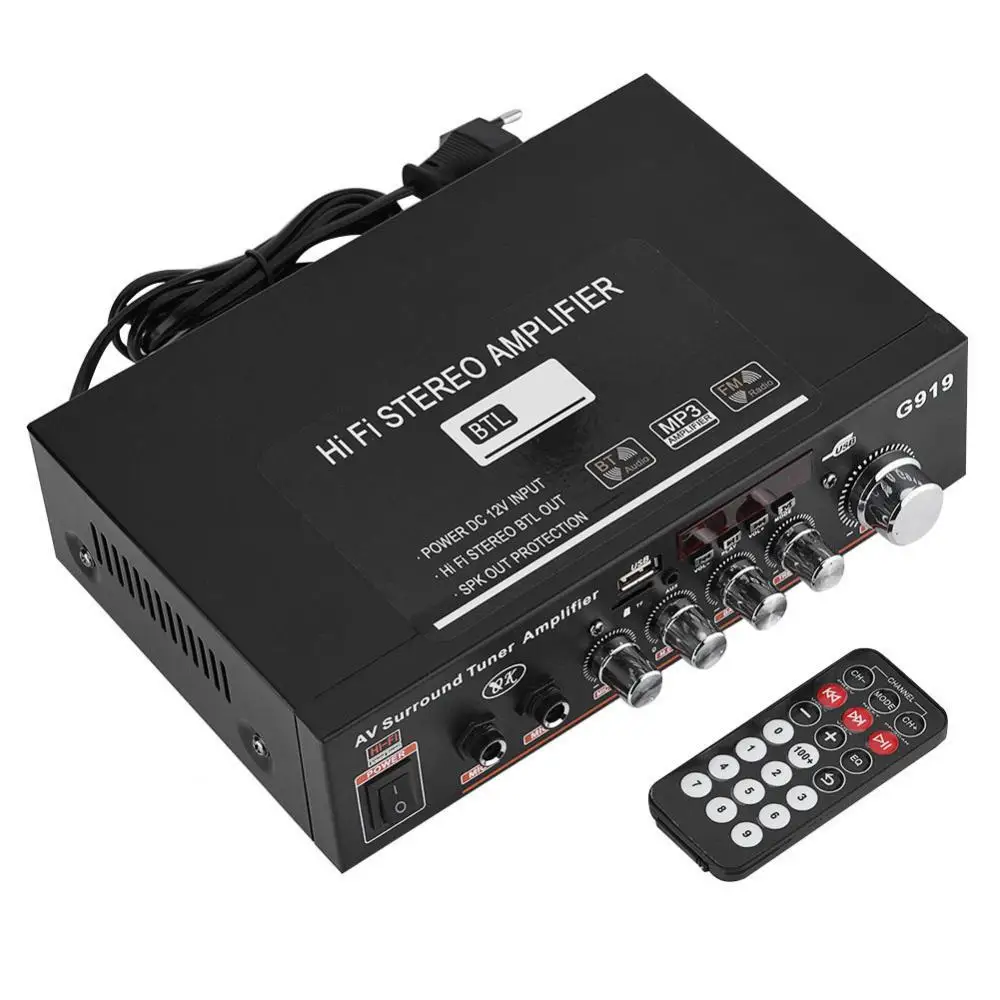 

Bluetooth MP3 HiFi Stereo Amplifier FM Radio USB/TF Card/AUX Audio HiFi Amplifier with Remote Control
