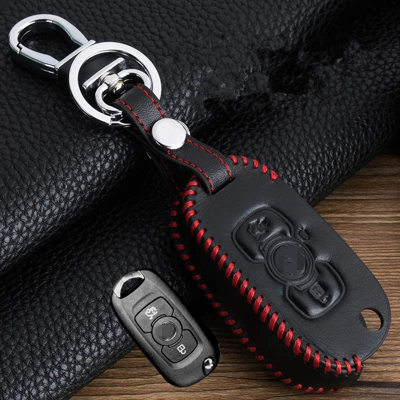 3 Buttons Leather Car Key Cover case Keychain skin set for Buick
