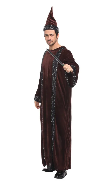 Men Halloween Costumes Adult Gothic Wizard Fancy Cosplay Costume
