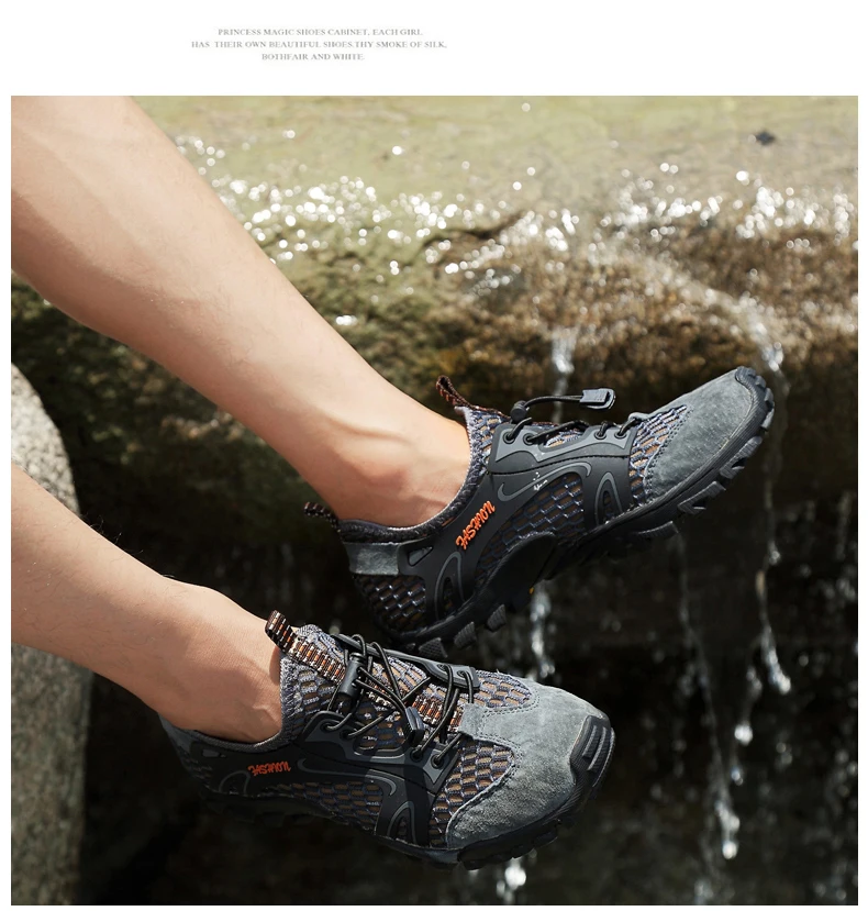 Летние дышащие Для мужчин Пеший Туризм обувь замша + сетка мужские кроссовки для занятий на открытом воздухе мужские ботинки для