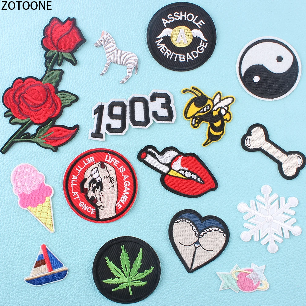 

ZOTOONE 15PCS Animal Flowers Patches for Clothing Embroidered Stripes Applications on Clothes Stranger Thing Applique on Garment