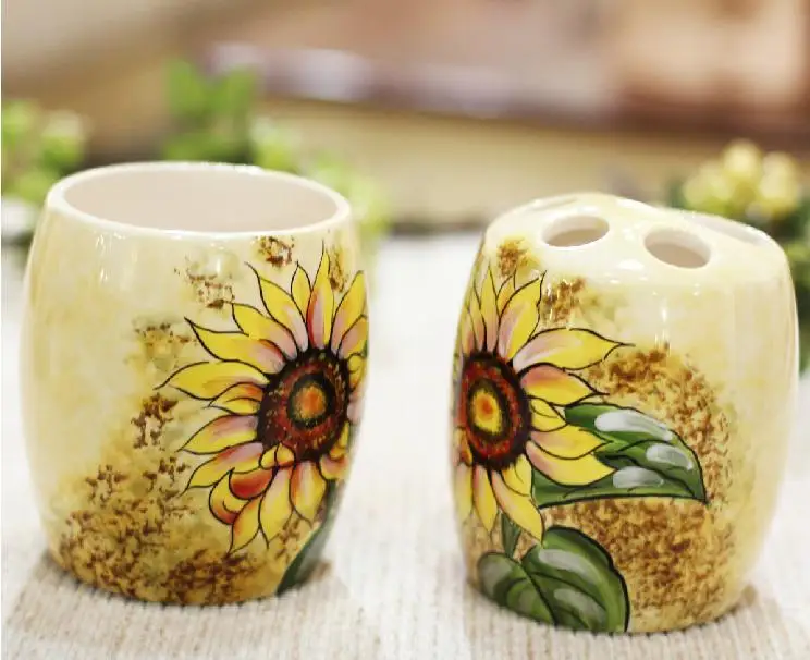 Aliexpress.com : Buy Sunflower Bathroom Set Handmade Drawing Four Aliexpress.com : Buy Sunflower Bathroom set Handmade Drawing Four Pieces Ceramic Bathroom Set For Home Decor from Reliable bathroom gift set suppliers on ... - Aliexpress.com : Buy Sunflower Bathroom Set Handmade Drawing Four