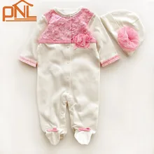 Princesse Style Nouveau-Né Bébé Fille Vêtements Fleurs Barboteuse Vêtements Ensemble Salopette et Chapeau 2 PC Mignon Infantile Filles Barboteuses