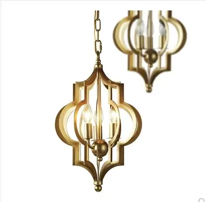 

New American country retro wrought iron stickers gold foil creative chandelier Nordic living room dining room study gold chandel