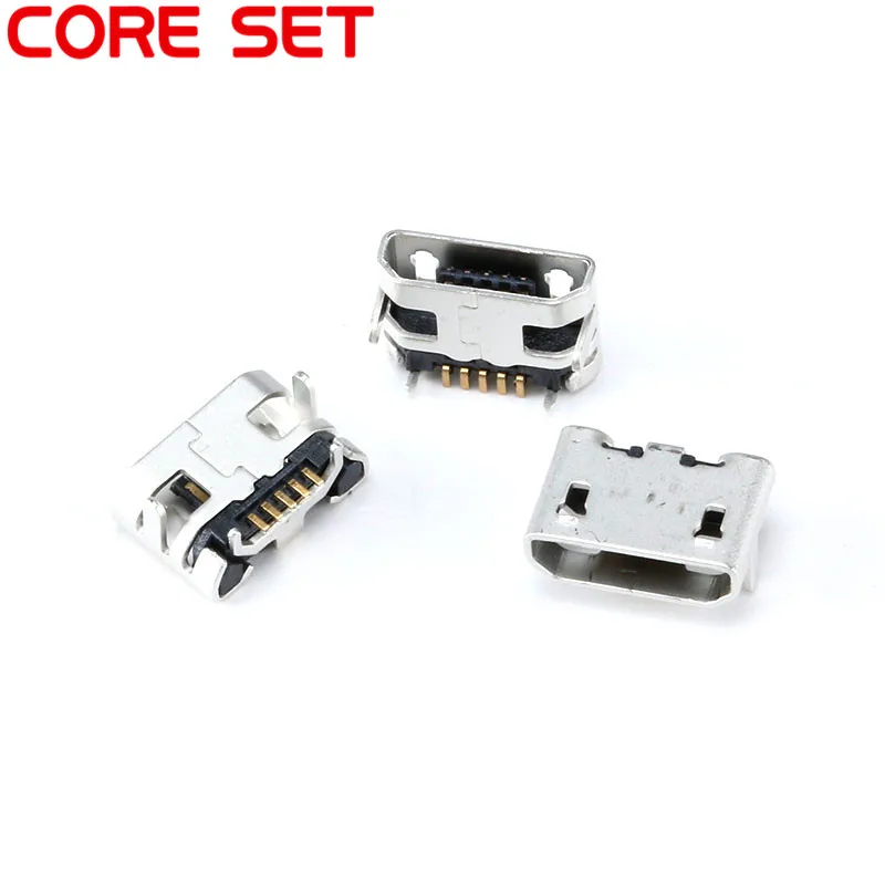 100 шт. разъем Micro USB гнездо 5pin для зарядки четыре гнезда 5P вставки пластины сиденья