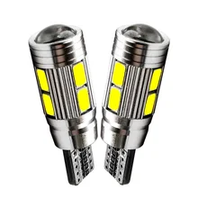 100 шт. T10 W5W 10SMD 5630 Светодиодная для парковки машины супер яркий свет 10 SMD 5730 светодиодный Авто купол Настольная лампа с клиновидным цоколем хвост боковые лампы 100X