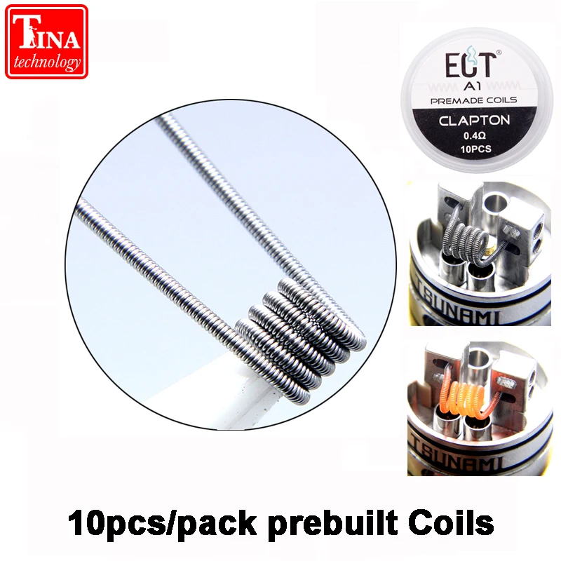 

Prebuilt Coil 10pcs A1/Alien Clapton/Alien V2/Fused Clapton and Clapton Premade Coils SS316L For RDA RTA Atomizer Mod DIY Coil