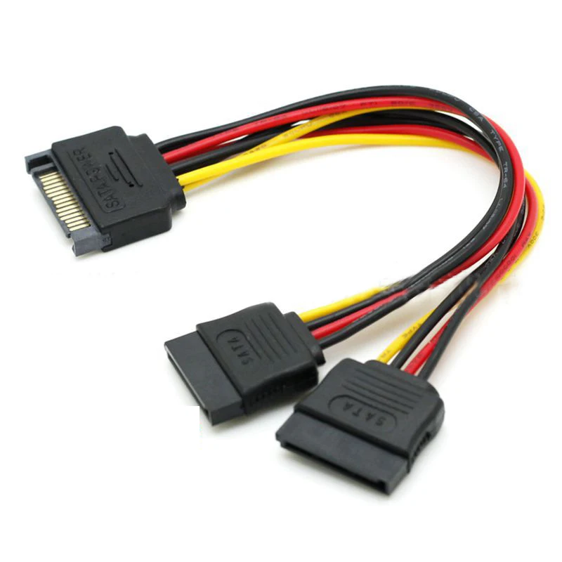 High Quality 5 pcs 15 Pin SATA Male to 2 SATA Splitter Female Power Cable