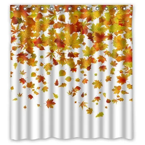 

Memory Home Customized Shower Curtain Falling Maple Leaves Waterproof Polyester Fabric Bathroom Shower Curtain 66 x 72