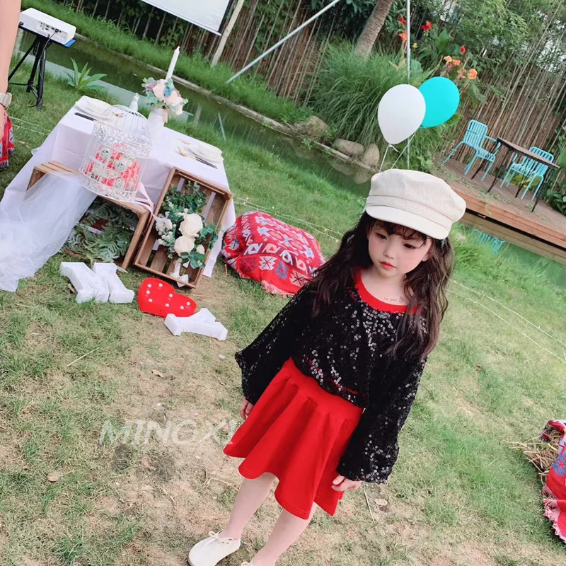 

2019 children's clothing girls suit children sweater skirt two sets of small new autumn goddess