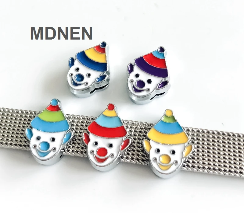 

50PCS 8MM Enamel Colorful Clown Slide Charms Letters Fit 8mm Collar Belts Bracelets Strips DIY Accessories CCOR