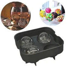 4 решетки круглая силиконовая футбол мороженое DIY Плесень Хоккей Бар Кухня инструмент виски коктейль сфере льда DIY формы