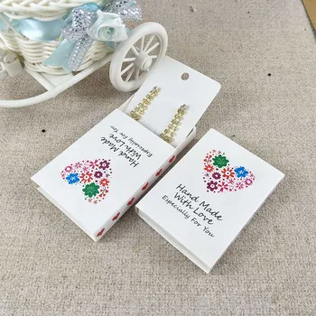 

2017 New DIY Hot HandMade With Love Earring Box Match Packing Box Gift Box 1lot =100+100inner CardGift Box
