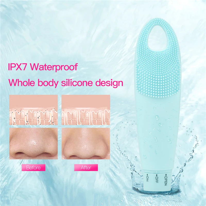 USB Facial Cleaning Massage Sonic Face Washing BrushWaterproof Silicone Face Cleanser Wrinkle Remover Device Skin Cleaner Care