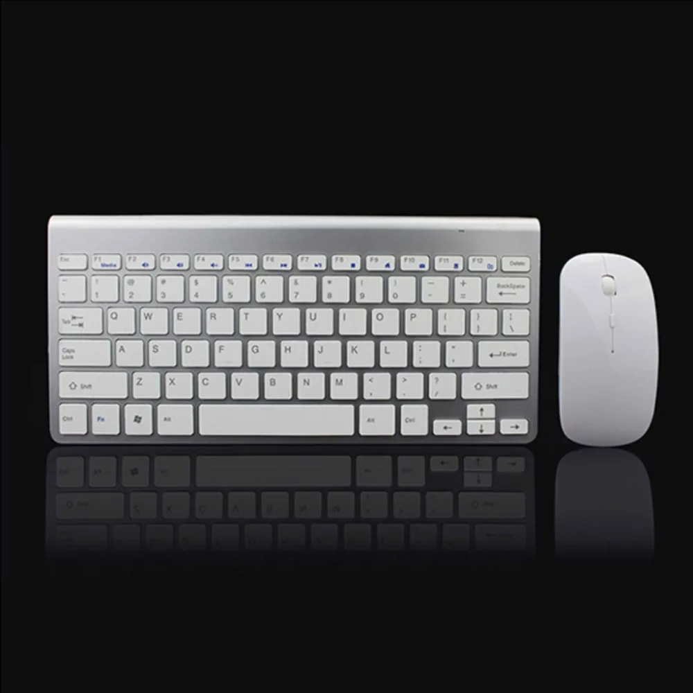 

2.4Ghz Ultra-Thin Wireless Keyboard And Mouse Combo With USB Receiver Mouse Keyboard set For Apple PC WindowsXP/7/8/10 silver