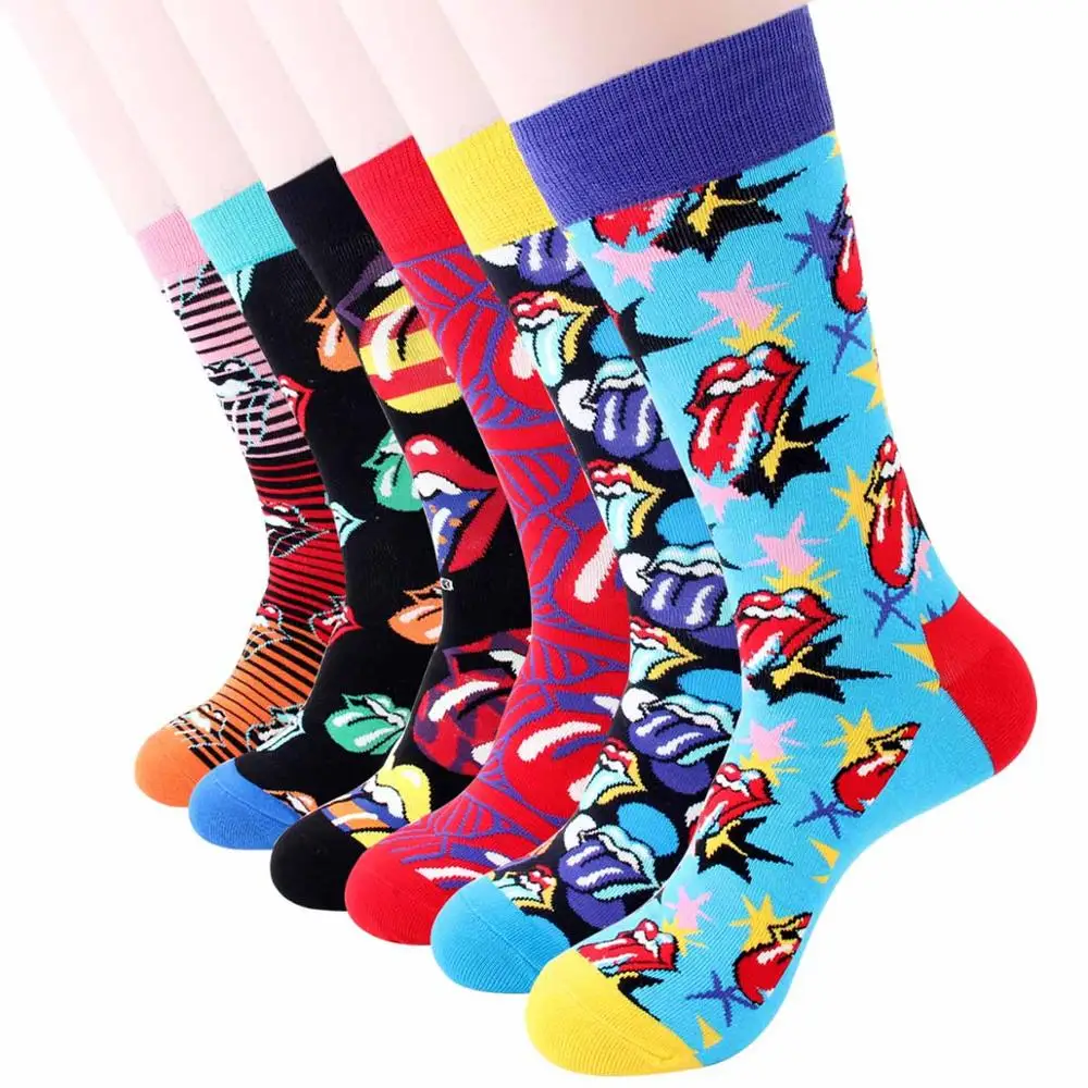 

2019 European and American men's socks checkered color trend cross-border hot socks national wind creative men's socks