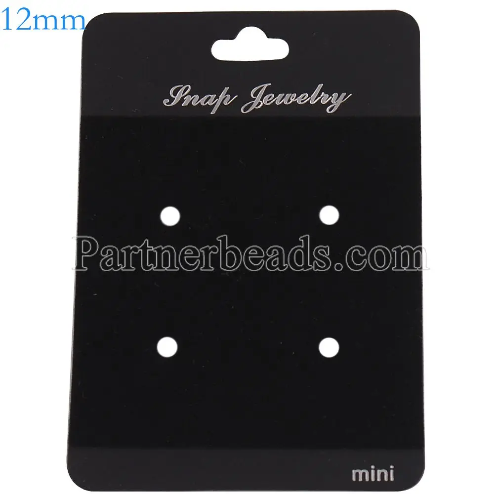 

50pcs/lot New high quality 6*9cm black PVC suede snap button display package cards for 12MM mini snaps jewelry 10XX0106-S