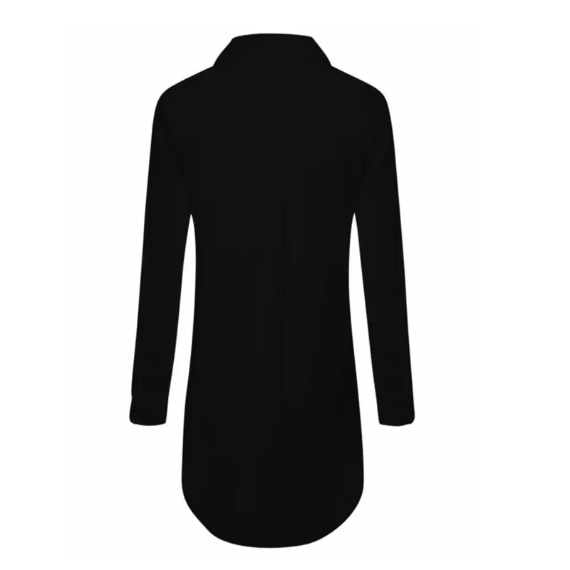 Черный 6XL 7XL повседневные однотонные свободные женские мини-футболки с карманами летнее сексуальное асимметричное платье с длинным рукавом с v-образным вырезом Vestidos - Цвет: Черный