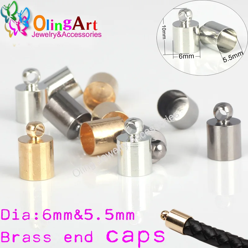 

DIY Fitting 6mm Round Leather Cord Multi size quantity Brass Bell Buckle Clasps Hooks for choose End Caps Jewelry Findings