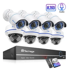 Techage 8CH POE 1080P охранный NVR комплекты 2MP Аудио Звук камера система купольная пуля Крытый Открытый CCTV комплект видеонаблюдения 2 ТБ HDD