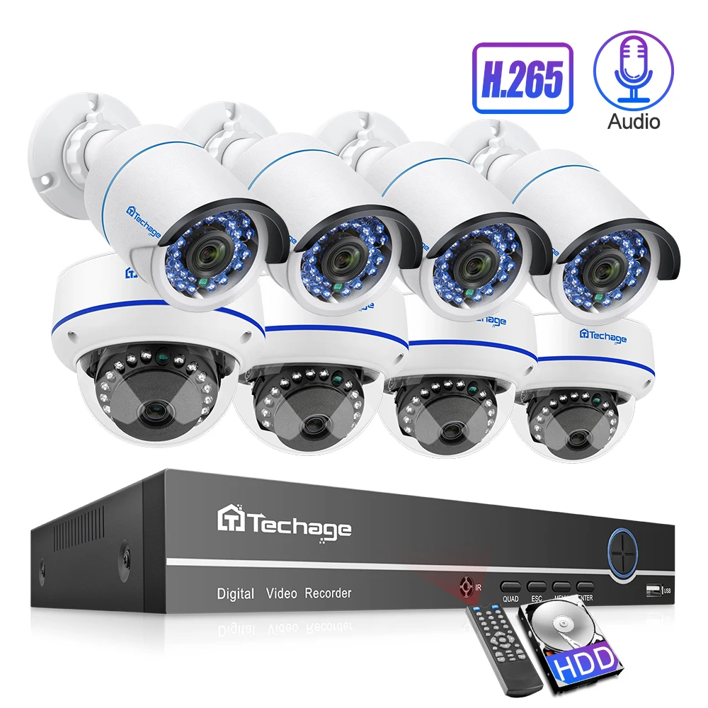 Techage 8CH POE 1080P Sicherheit NVR Sets 2MP Audio Sound Kamera System Dome Kugel Indoor Outdoor CCTV Surveillance Kit 2TB HDD Techage 8CH POE 1080P Sicherheit NVR Sets 2MP Audio Sound Kamera System Dome Kugel Indoor Outdoor CCTV Surveillance Kit 2TB HDD