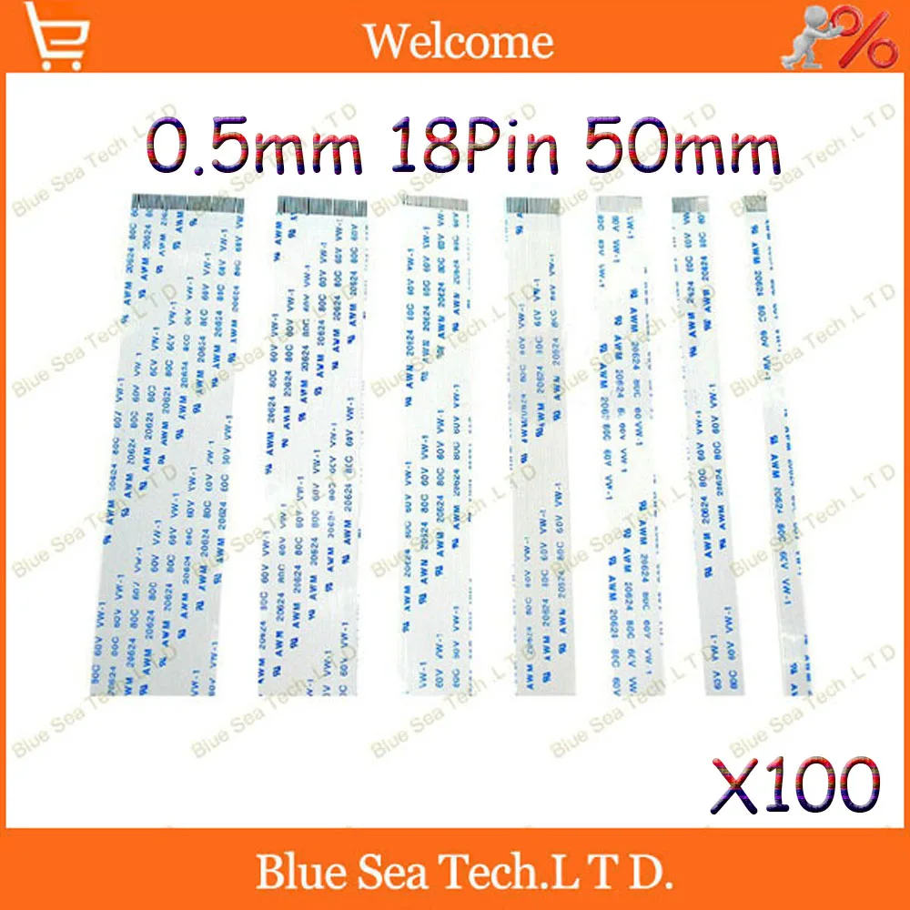 100 шт./лот FFC FPC Гибкий плоский кабель 0,5 мм Шаг 18pin 50 мм Isotropy или Anisotropy кабель, 20624. Добро пожаловать на заказ