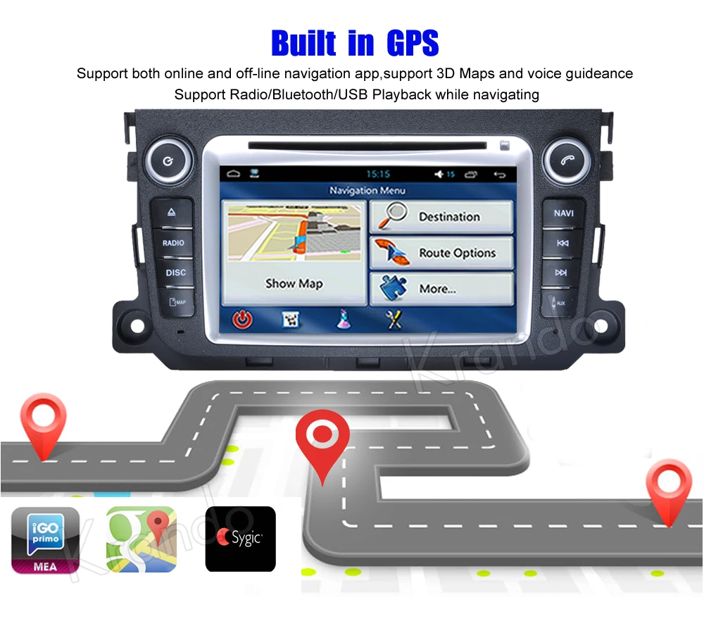 Best Krando Android 9.0 car radio for benz smart fortwo 2010 2011 2012 2013 2014 car multimedia android dvd gps navigation system 3