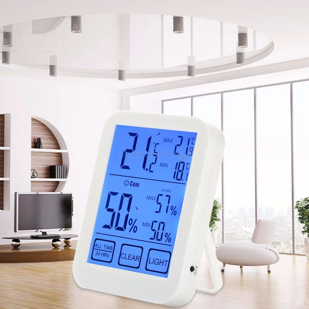 

Digital Thermometer Hygrometer Indoor Humidity Monitor and Temperature Gauge for Humidor Meter with Touchscreen Backlight LCD