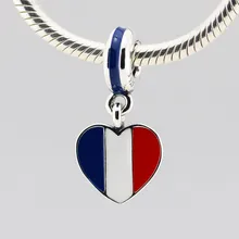Se adapta a pandora charms pulseras de plata de ley perlas de la bandera de francia silver charm diy esterlina de plata-joyería de los encantos