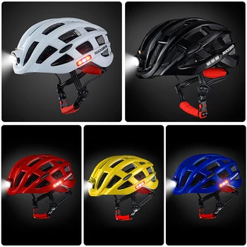 

Light Helmet MTB Bicycle Cycling Helmet Rechargeable Helmet With Light Night Riding Safety Warning Helmet Waterproof Rainproof