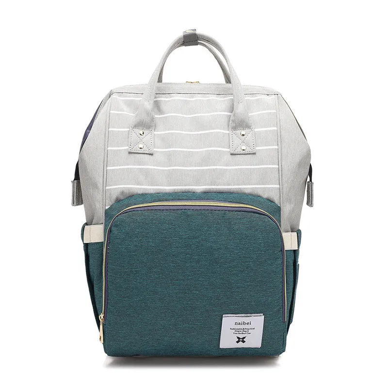 Aliexpress Newborn Baby Gift  Striped Patchwork Color Double Roots Shoulder Diaper Bag Mummy Maternity Nappy Bag Large Capacity14